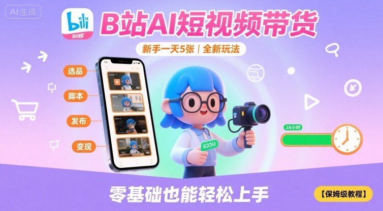 B站AI短视频带货，新手一天5张，全新玩法【保姆级教程】-跃知万川