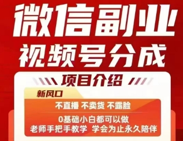 微信副业视频号分成，不直播 不卖货 不露脸，三五分钟即可完成一条作，每日收益几十、几张不等-跃知万川
