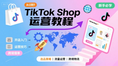 TikTok Shop从0到1运营教程，TikTok跨境电商新手必学课程-跃知万川