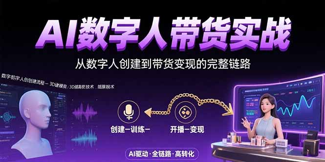 AI数字人+带货实战：从数字人创建到带货变现的完整链路-跃知万川
