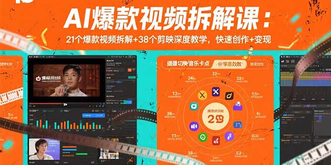 AI爆款视频拆解课：21个爆款视频拆解+38个剪映深度教学，快速创作+变现-跃知万川