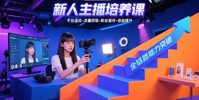 新人主播培养课：平台适应-流量获取-粉丝留存-收益提升 全链路能力突破-跃知万川