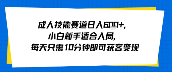 成人技能赛道日入多张，小白新手适合入局，每天只需10分钟即可获客变现-跃知万川