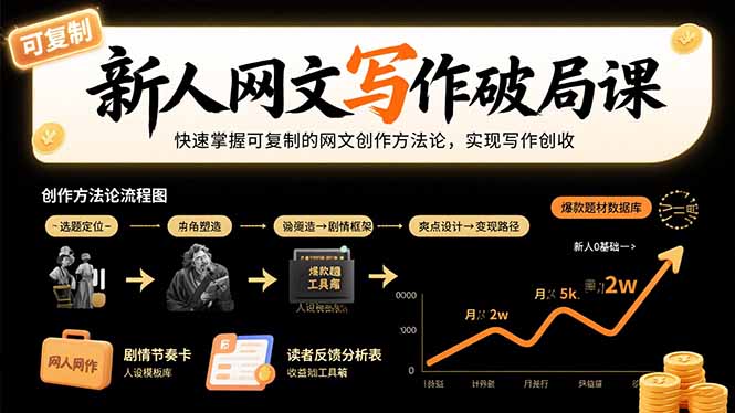 新人网文写作破局课：快速掌握可复制的网文创作方法论，实现写作创收-跃知万川
