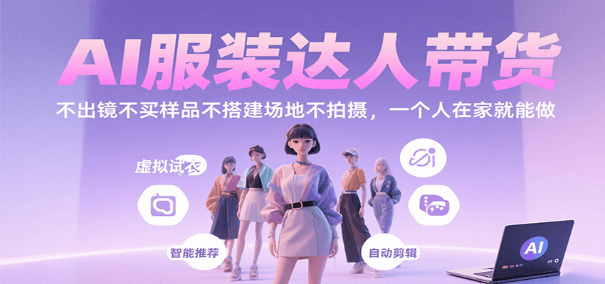AI服装达人带货，不出镜不买样品不搭建场地不拍摄，一个人在家就能做-跃知万川