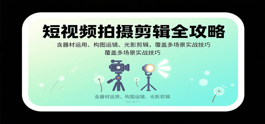 图片[1]-短视频拍摄剪辑全攻略：含器材运用、构图运镜、光影剪辑，覆盖多场景实战技巧-跃知万川