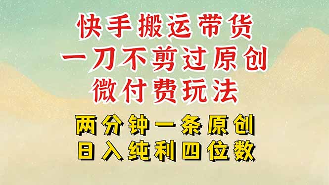 快手黑科技搬运带货，一刀不剪过原创，微付费投流玩法，轻松日入四位数…-跃知万川