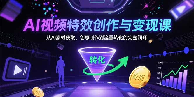 AI视频特效创作与变现课：从AI素材获取、创意制作到流量转化的完整闭环-跃知万川