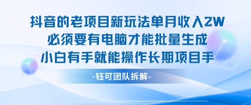 老项目新玩法单月收入2W小白有手就能操作长期项目-跃知万川