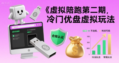 虚拟陪跑第二期，冷门优盘虚拟玩法，不违规，利润可观-跃知万川