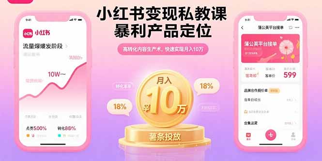小红书变现私教课，暴利产品定位，高转化内容生产术，快速实现月入10万-跃知万川