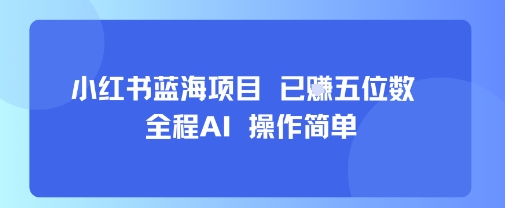 小红书蓝海项目，全程AI，操作简单，已挣五位数-跃知万川
