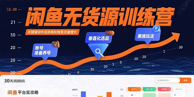 闲鱼无货源训练营：账号准备养号/垂直化选品/黑搜玩法，0基础30天盈利指南-跃知万川