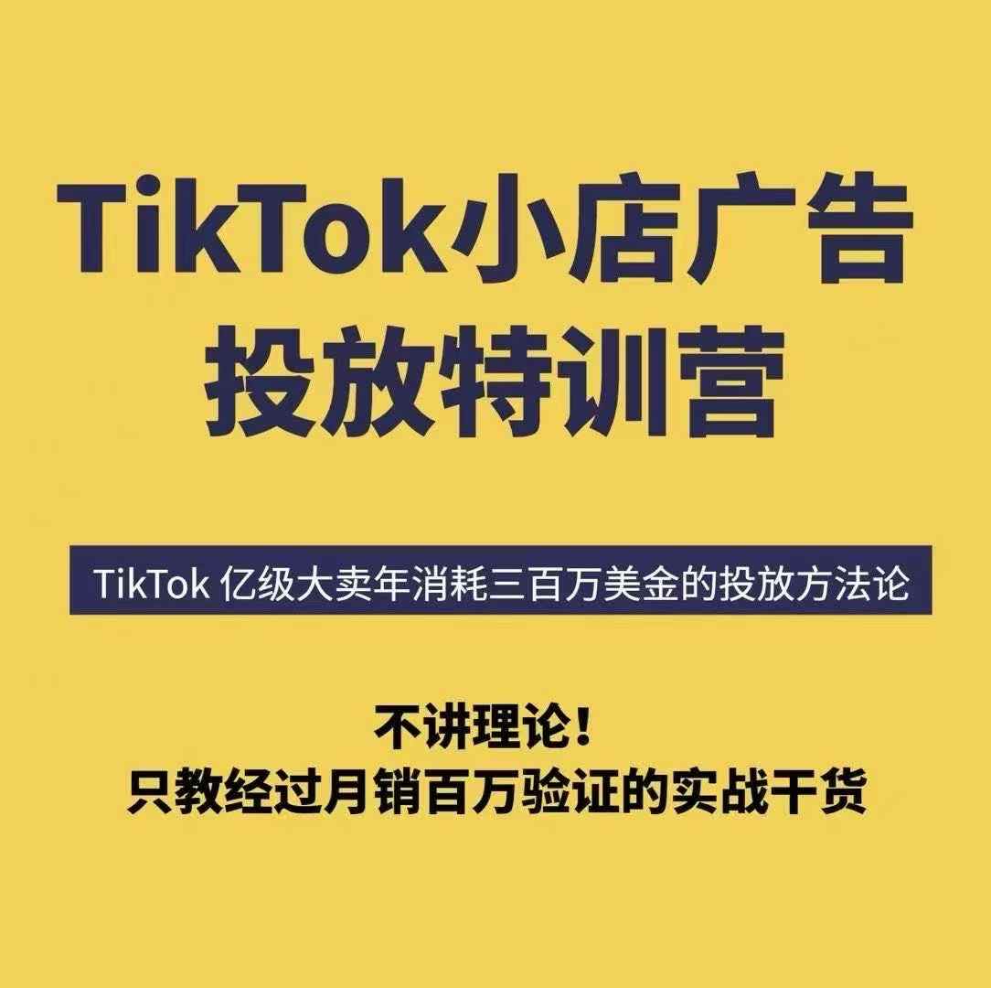 TikTok小店广告投放特训营，6天破局计划专治各种“投不动”，教你经过月销百万验证的实战干货-跃知万川