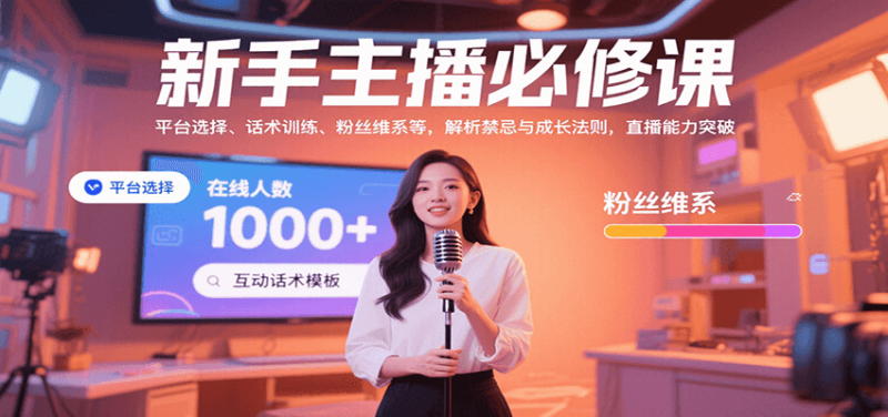 新手主播必修课：平台选择、话术训练、粉丝维系等，解析禁忌与成长法则，突破直播能力-跃知万川