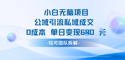小白无脑项目公域引流私域成交0成本单日变现680米-跃知万川