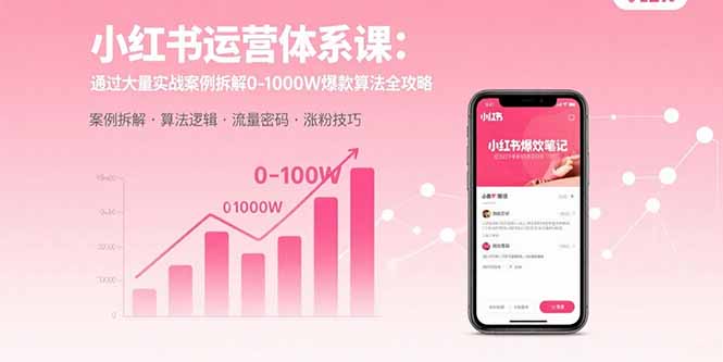 小红书运营体系课：通过大量实战案例拆解0-1000W爆款算法全攻略-跃知万川