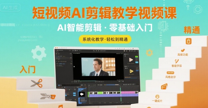 短视频AI剪辑教学视频课，入门到精通-跃知万川