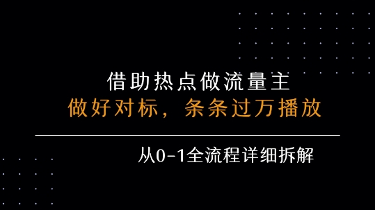 借力热点，乘顺风车玩流量主，条条过万播放， 每月收益5k+，从0-1全流程详细拆解-跃知万川