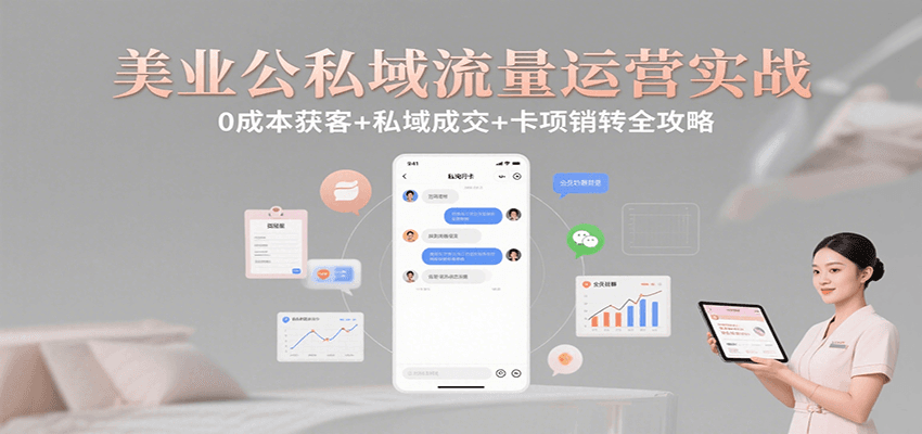 美业公私域流量运营实战：0成本获客+私域成交+卡项销转全攻略-跃知万川