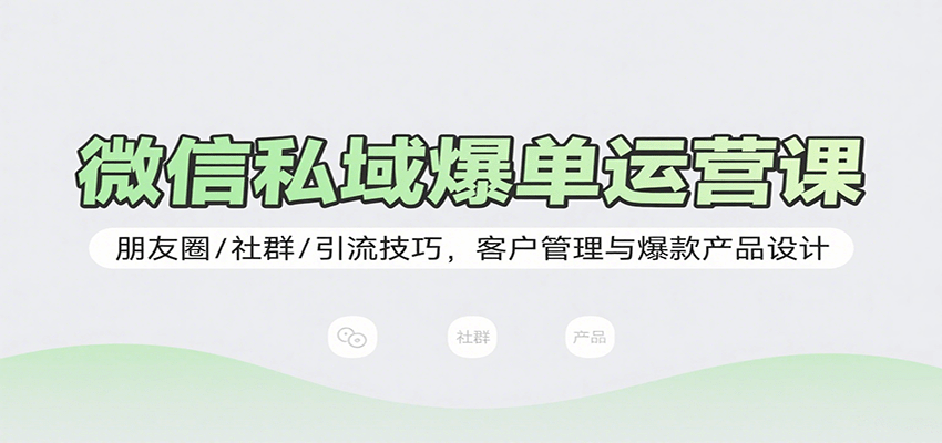微信私域爆单运营课：朋友圈/社群/引流技巧，客户管理与爆款产品设计-跃知万川