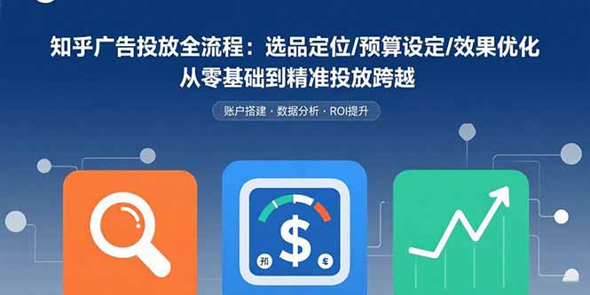 知乎广告投放全流程：选品定位/预算设定/效果优化 从零基础到精准投放跨越-跃知万川