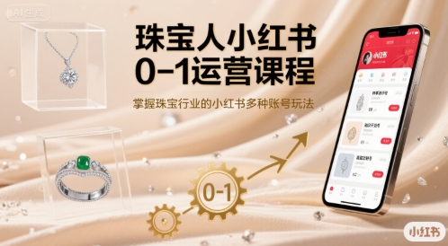 珠宝人小红书0-1运营课程，掌握珠宝行业的小红书多种账号玩法-跃知万川