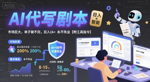 AI代写剧本，市场巨大，单子做不完，日入1k+ 永不失业【附工具指令】-跃知万川
