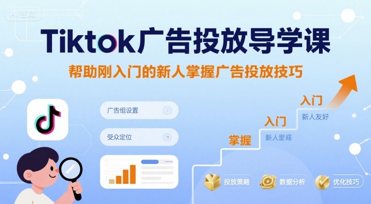 Tiktok广告投放导学课，帮助刚入门的新人掌握广告投放技巧-跃知万川