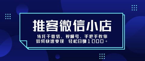 推客微信小店依托于微信、视频号，手把手教你如何快速变现 轻松日入1k+【揭秘】-跃知万川