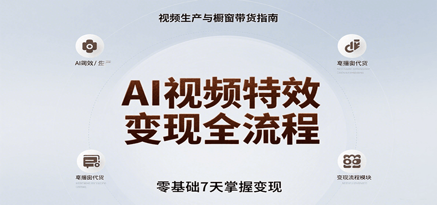 AI视频特效变现全流程，零基础7天掌握视频生产到橱窗带货变现-跃知万川