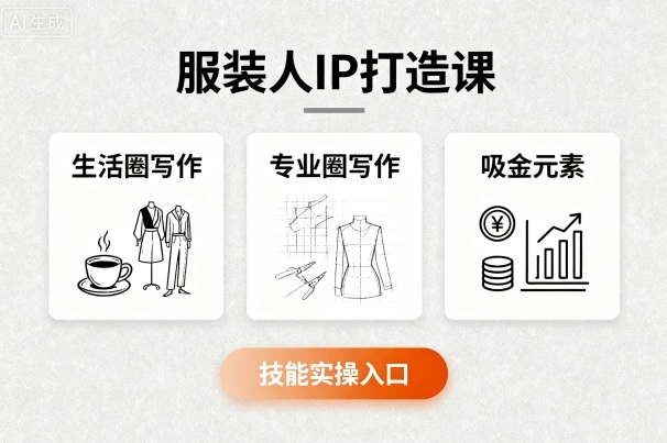 服装人IP打造课，文案创富+生活圈写作+专业圈写作+服装人专属+吸金元素+技能实操-跃知万川