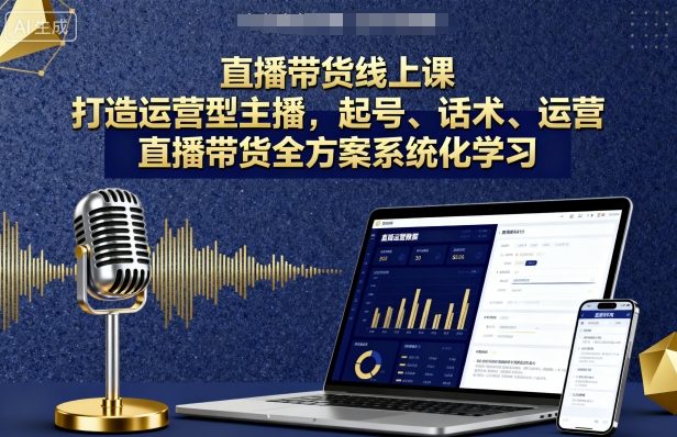直播带货线上课，打造运营型主播，起号、话术、运营，直播带货全方案系统化学习-跃知万川