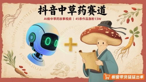 抖音中草药赛道，用AI做中草药故事视频，45条作品涨粉13W，橱窗带货猛猛出单-跃知万川