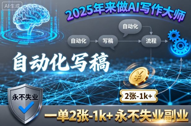 2025年来做AI写作大师，自动化写稿，一单2张-1k+，永不失业副业-跃知万川