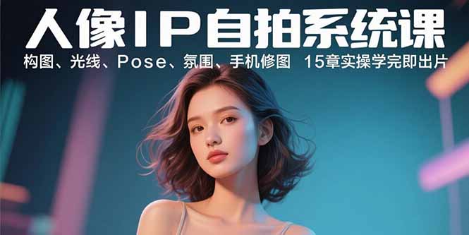 人像IP自拍系统课：构图、光线、Pose、氛围、手机修图 15章实操学完即出片-跃知万川