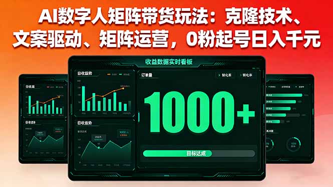AI数字人矩阵带货玩法：克隆技术、文案驱动、矩阵运营，0粉起号日入千元-跃知万川