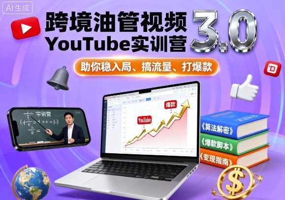 跨境油管视频YouTube实训营3.0，助你稳入局、搞流量、打爆款-跃知万川