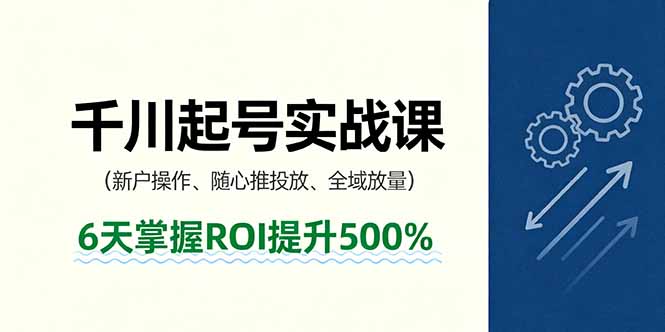 抖音千川起号实战课，新户操作,随心推投放,全域放量，6天掌握ROI提升500%-跃知万川