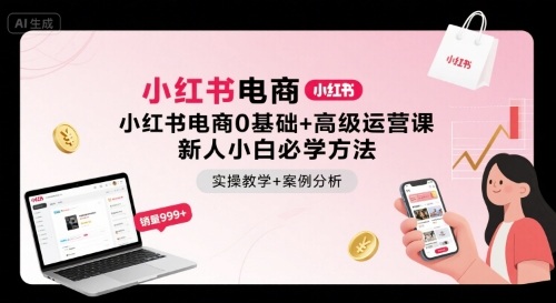 小红书电商0基础+高级运营课，新人小白必学方法，实操教学+案例分析-跃知万川