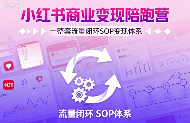 小红书商业变现陪跑营，轻IP矩阵 私域获客 聚光投流，一整套流量闭环SOP变现体系-跃知万川