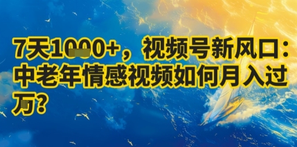 7天收益1k+，视频号新风口：中老年情感视频如何月入过W?-跃知万川