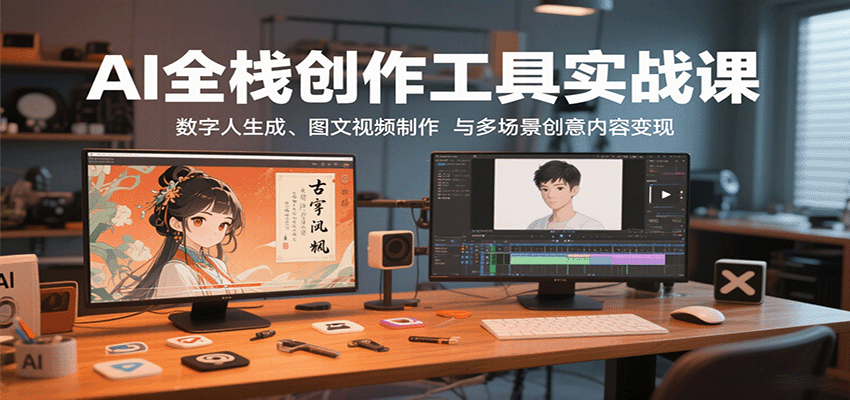 AI全栈创作工具实战课：数字人生成、图文视频制作与多场景创意内容变现-跃知万川