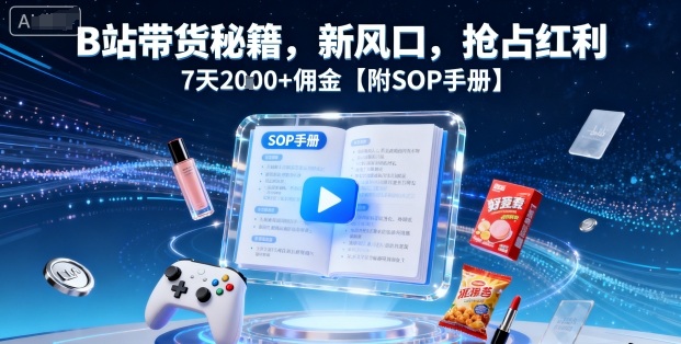 B站带货秘籍，新风口，抢占红利，7天2k+佣金【附SOP手册】-跃知万川