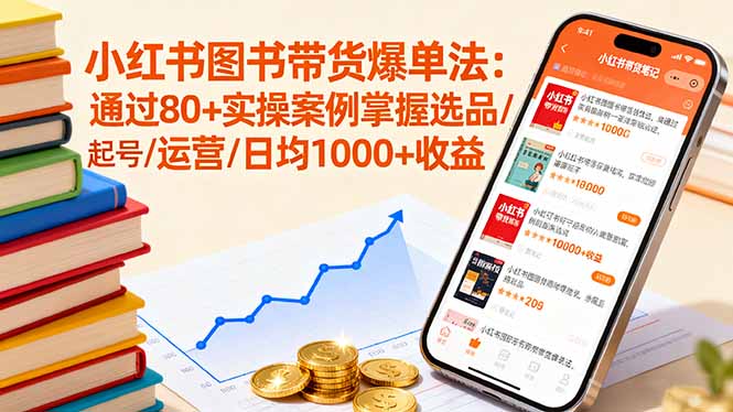 小红书图书带货爆单法：通过80+实操案例掌握选品/起号/运营/日均1000+收益-跃知万川