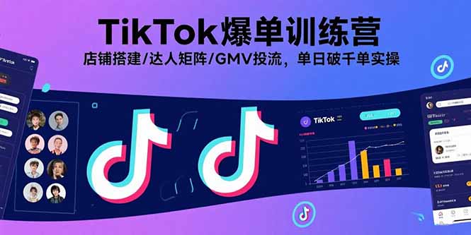 TikTok爆单训练营，店铺搭建/达人矩阵/GMV投流，单日破千单实操-跃知万川
