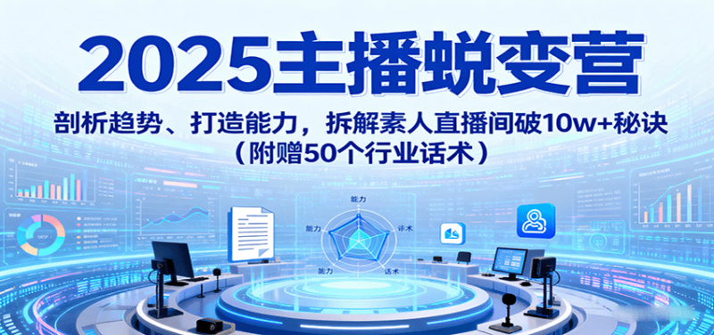 2025主播蜕变营：剖析趋势、打造能力，拆解素人直播间破10w+秘诀(附赠50个行业话术)-跃知万川
