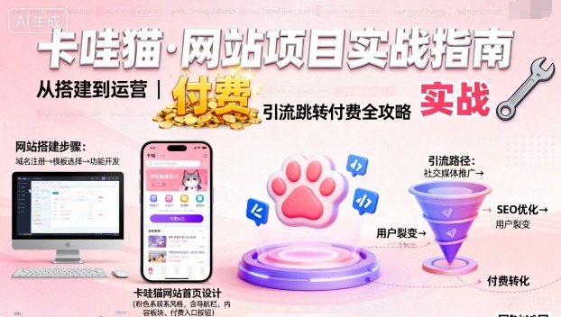 卡哇猫·网站项目，网站搭建与运营以及引流跳转付费-跃知万川