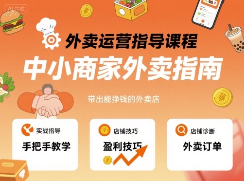 外卖运营指导课程，中小商家外卖指南，手把手带出能挣钱的外卖店-跃知万川