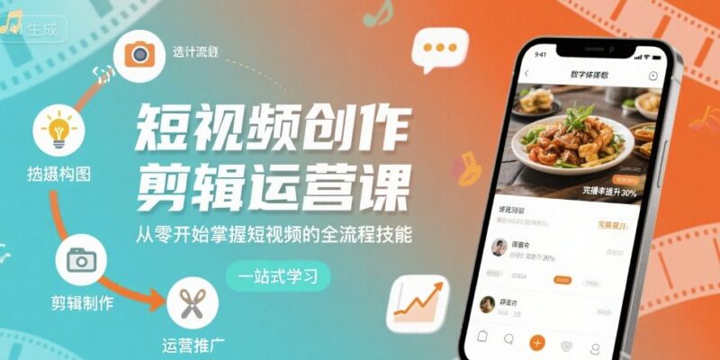 短视频创作剪辑运营课，从零开始掌握短视频的全流程技能-跃知万川